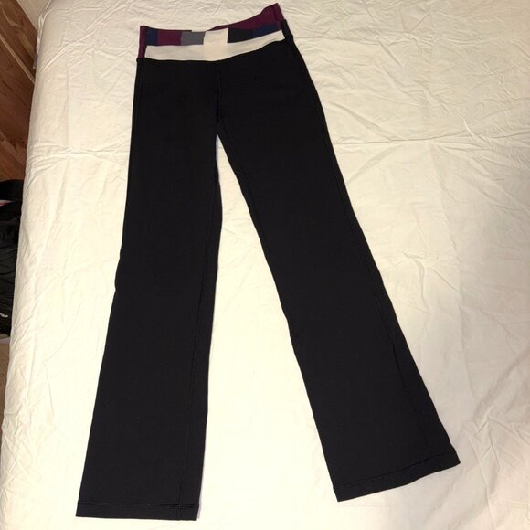 Lululemon Astro Pant Regular Black Plum Stripe Yoga Gym Flare Leggings 31" Sz 4 - Picture 11 of 11